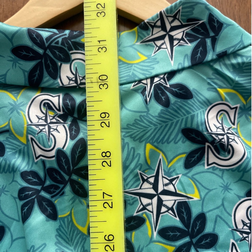 Seattle Mariners MLB Tropical Floral Button Down Shirt Mens XL Teal Blue Logo - Picture 5 of 5